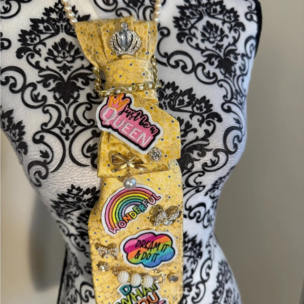 Yellow Embellished Women's Decorative Tie by Tommy Hilfiger